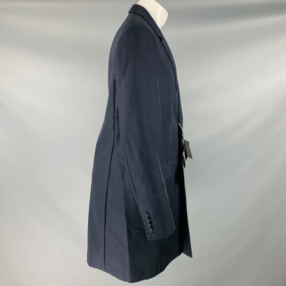 CALVIN KLEIN COLLECTION Size 40 Navy Cotton Blend Coat - Picture 2 of 9